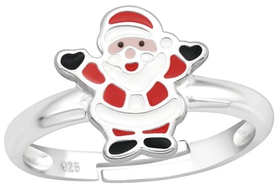 Joy|S - Zilveren kerst ring verstelbaar - kerstman - kinderring
