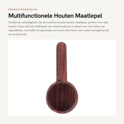 Dailygoods- Koffielepel Zwarte Walnoot - Houten Maatlepel - Maatschep Korte/Lange Steel - Keuken Meetinstrument - Lichtgewicht 20g/40g