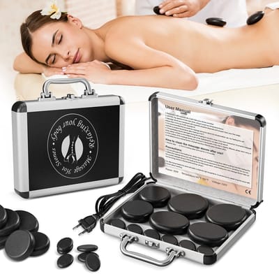VIEMAE Hot stone massage set - Massage stenen kit - Professionele hot massage set - Elektrische verwarming - 9 stuks - 220V, 35W