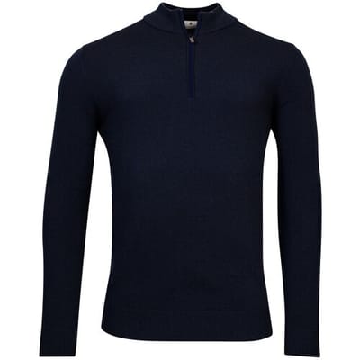 Thomas Maine Trui Half Zip Single Knit Merino Blend Navy / male
