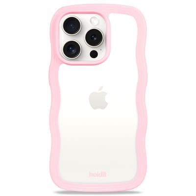 Holdit Wavy Case geschikt voor Apple iPhone 14 Pro - Transparent / Pink