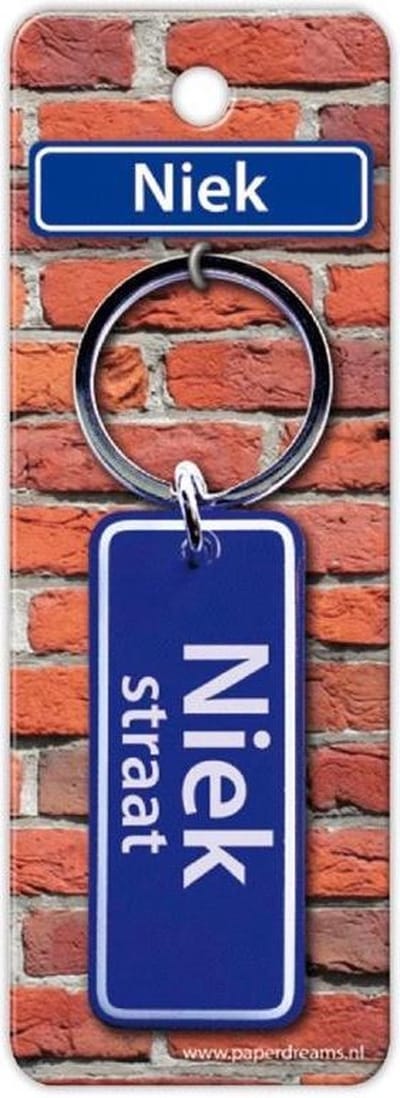 Paper Dreams Sleutelhanger Straatnaam Niek 9 Cm Staal Blauw