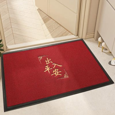 Nieuwe Chinese Stijl Huis Entree Deur Vuilafstotende en Slijtvaste Vloermatten Rubber Huishoudelijke Borduurwerk Stofverwijderend Antislip Matten 60*90cm beige
