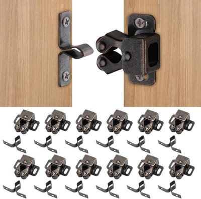 12 stuks - gegalvaniseerde deurgespen met dubbele kogels - voor stevige bevestiging van kastdeurgespen met schroeven, voor meubelkasten, Keukendeur kast, Kledingkast, TV-kast, schoenenkast, boekenkast(Rood Brons)