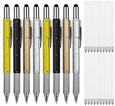 6-in-1 multitool-pennenset met mini schroevendraaier en waterpas voor multifunctioneel gebruik