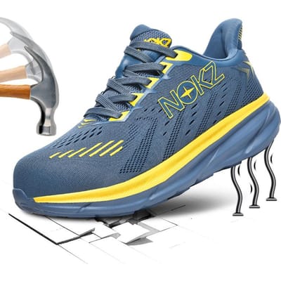 Chaussures de sécurité à bouton rotatif pour hommes, baskets à bout en acier, à coussin d'air, de travail, anti-perforation, bottes de sécurité de protection 36 gray