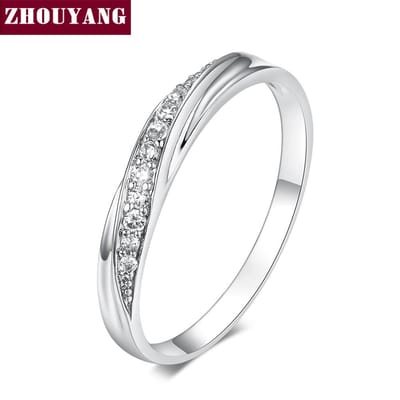 Trouwring Voor Vrouwen Geliefden Eenvoudige Zirkonia Roségoud Kleur Mode Sieraden R314 7 white