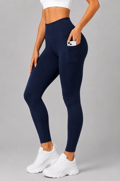 SparkNine Softflex zachte legging met zakken - dames sportlegging - comfy legging - S - blauw - hoge taille - elastisch - zacht materiaal - comfortabel