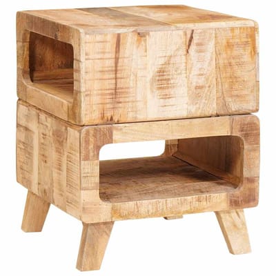 vidaXL - Bijzettafel - met - plank - Bruin - 40 - x - 40 - x - 49 - cm - Massief - Mango - Hout