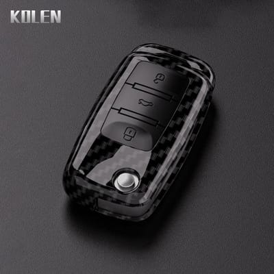 ABS Koolstofvezel Auto Sleutelhoes Cover Shell Voor Vw Volkswagen Polo Golf Passat Beetle Tiguan Seat Leon Altea Skoda Octavia Kodiaq black