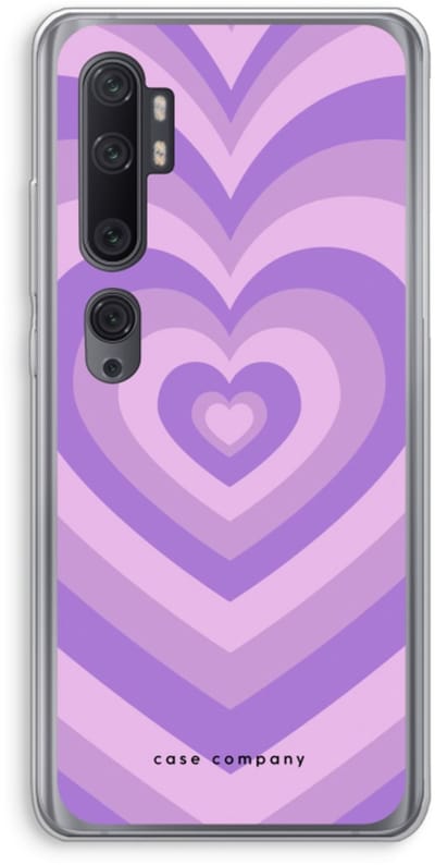 Case Company® - Hoesje geschikt voor Xiaomi Mi Note 10 Pro hoesje - Hart Paars - Soft Cover Telefoonhoesje - Bescherming aan alle Kanten en Schermrand