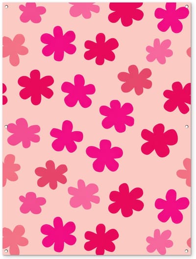 Tuinposter 120x160 cm - Tuindecoratie Bloemen - Patroon - Roze - Poster voor in de tuin - Buiten decoratie - Schutting tuinschilderij - Tuindoek muurdecoratie - Wanddecoratie balkondoek
