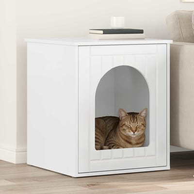 vidaXL Kattenhuis Glanzend Wit 53 x 52 x 62 cm Bewerkt hout