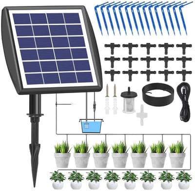 Automatische Irrigatie Set op Zonne-energie voor Tuin en Balkon – 15m Slang voor Potplanten en Groenten