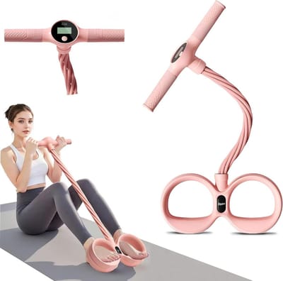 Home Gym Set - Fitness Trainer - Full Body Workout - 6 Resistance Tubes - 60 x 29 cm - pink
