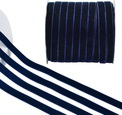 Donkerblauw fluwelen lint, 50 meter 1 cm enkelzijdig fluwelen vintage zijdezacht lint voor bruiloft bloem boeket kerstdecoratie
