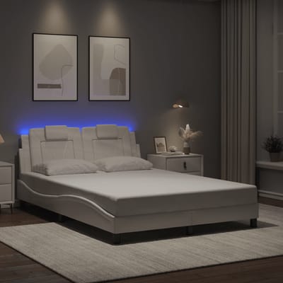 vidaXL - Bedframe - "Viana" - met - LED - zonder - matras - wit - 120x200 - cm