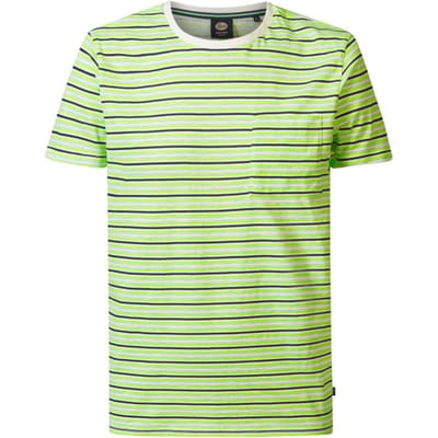 Petrol Industries - Heren Gestreept T-shirt Seabrook - Groen - Maat XXL