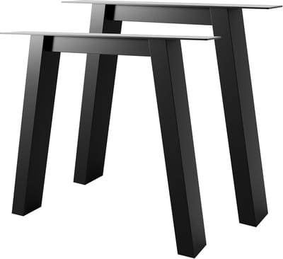Set van 2 zwarte, metalen tafelpoten 72 cm voor eet- of bureauhoogte
