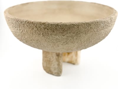 HomeBound by KY | Aardewerk plateau beige | decoratie schaal | 25x25x14cm | zand kleurige plateau