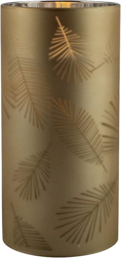 1x stuks luxe led kaarsen in goud bladeren glas D7 x H15 cm - Woondecoratie - Elektrische kaarsen