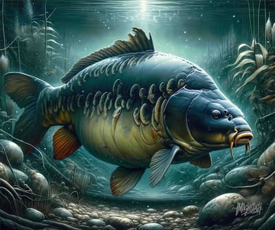Visposter Imagine Slash Carp Art ‘Majestic Mirror’ 60 x 50 cm Karper Poster Karperposter Vis Poster