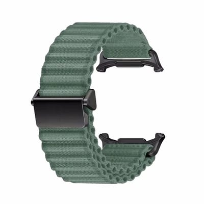 DrPhone NylonVlow Nylon Sportband voor Samsung Galaxy Watch 7 Ultra 47mm – Off-Road Ademend Polsbandje - Groen