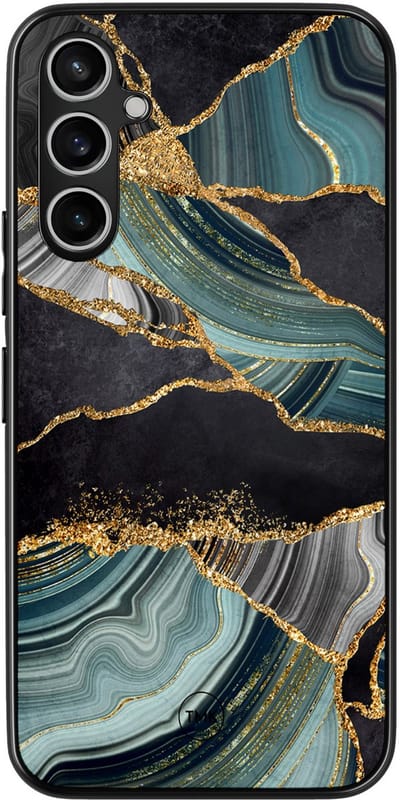 Hoesje geschikt voor Samsung Galaxy A54 - Marble Jade Stone - Multi - TPU case - Marmer - Hardcase zwart telefoonhoesje