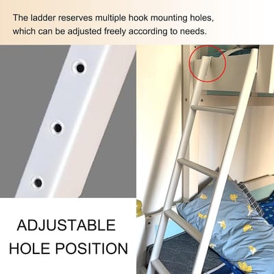 Stapelbed ladder - Metalen bed ladder - Veilig klimmen - Verstelbare haakpositie - 116 cm - Wit
