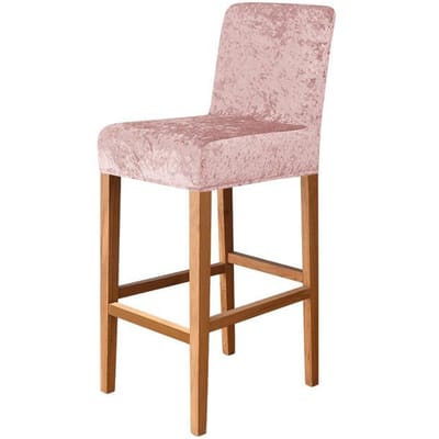 Crushed Velvet Barkruk Stoelhoes Spandex Stof Stretch Korte Rug Stoelhoezen Voor Eetkamer Gebied Café Huis Compact Formaat Zitplaats Sliphoes 1 piece roze
