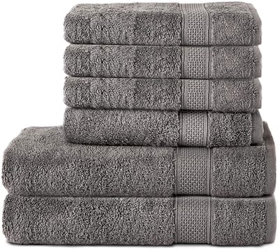 Komfortec Handdoekenset 4x handdoek 50x100 cm en 2x badhanddoek 70x140 cm - 100% Katoen - Antraciet grijs
