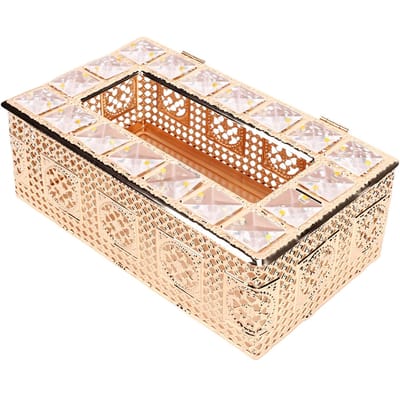 Boîte à mouchoirs en cristal Rectangulaire Porte-serviettes en métal Porte-mouchoirs décoratif pour salon Table basse Salle de bain type 2