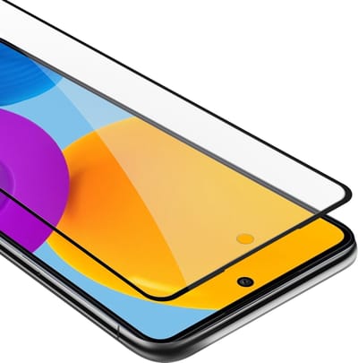 Cadorabo Screenprotector geschikt voor Samsung Galaxy M52 5G Volledig scherm pantserfolie Beschermfolie in TRANSPARANT met ZWART - Gehard (Tempered) display beschermglas in 9H hardheid met 3D Touch