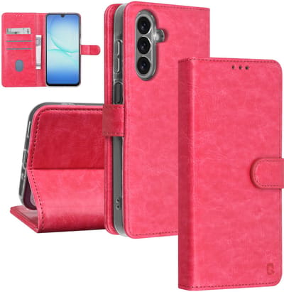 TUNIQ Book type case - Geschikt voor Galaxy A17 - Hot Pink - Card holder voor 3 kaarten - Magnetische sluiting