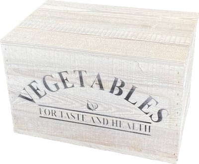 Kist- hout- Wit- met opdruk 'VEGETABLES'- 45x30x30cm- 1 stuk