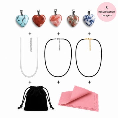 EmmyRovi – Hartjes Edelstenen Set – 5 Natuursteen Hangers – Spiritualiteit – Kristallen