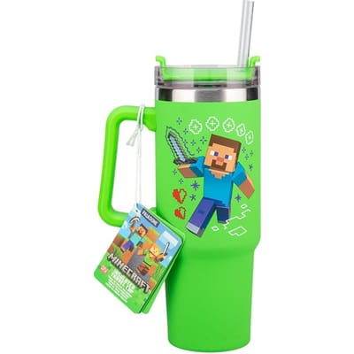 Minecraft 900 ml Geïsoleerde Reisbeker met Rietje – Officieel Gelicentieerd – Paladone