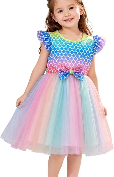 Schattige Meisjes Rimpel Korte Mouwen Partijjurk van Tulle voor Verjaardagen en Feestjes, Geschikt voor Kinderen van 2-7 Jaar
