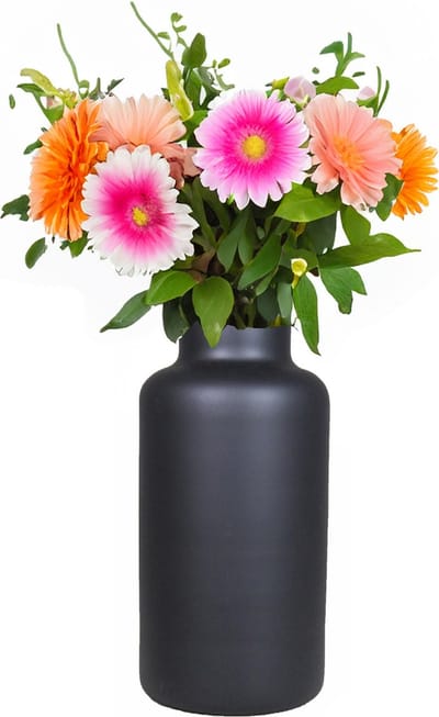 Bela Arte Bloemenvaas Milan - mat zwart glas - 15 x 30 cm - melkbus vaas met smalle hals
