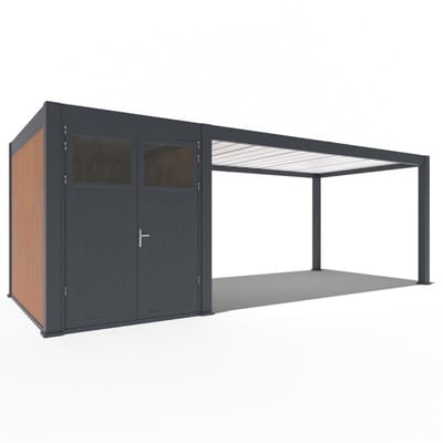 Orion Carport met berging - 720 x 300 cm - Antraciet - Luxe / Vrijstaande / Aluminium Carport - Overkapping / Pergola / Terrasoverkapping