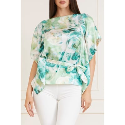 GUESS Marciano By  Baja Beach Kimono Roses Bouquet Blouse Pri Größe: XS | Blusen Outlet | Damen | Rosa