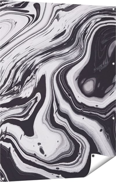 Gards Tuinposter Abstracte Kunst - Zwart met Wit - 90x120 cm - Tuindoek - Tuindecoratie - Wanddecoratie buiten - Tuinschilderij
