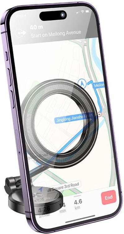 Hoco Dashboard Autohouder Telefoon met Magnetische Ring - Compatibel met MagSafe - Verstelbare Telefoonhouder - Aluminium - Grijs