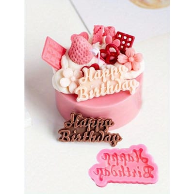 1 stuk Happy Birthday Taartvorm, Taart Bak- & Decoratiespullen one-size roze