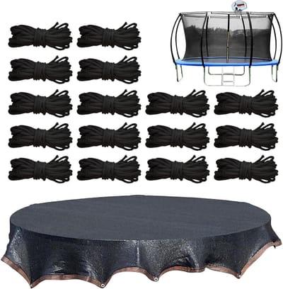 Trampoline Afdekzeil - Zonnezeil Overkapping - Tuin Speelplezier - UV Bescherming - 12 ft - Zwart