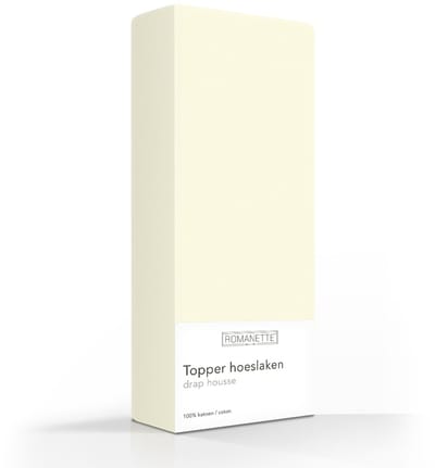 Romanette topper hoeslaken - Ivoor - Lits-jumeaux (160x200 cm)