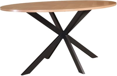 Eettafel ovaal visgraat 160cm Obie bruin ovale tafel MDF eetkamertafel