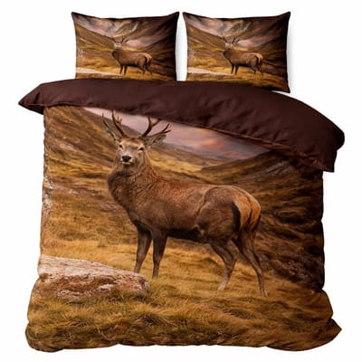 Decoware Dekbedovertrek Deer Mountain 200x220 cm – Katoen Renforcé – Met Kussenslopen – Tweepersoons