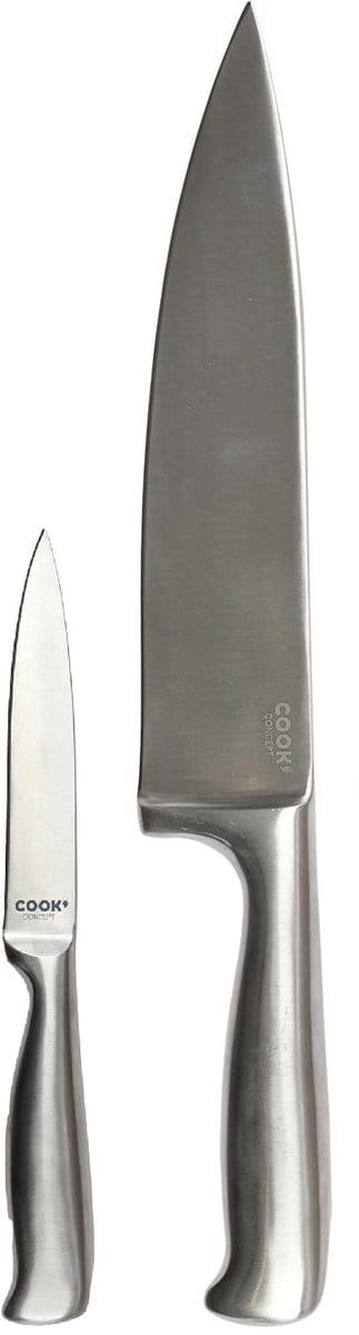 Cook Concept keukenmessen set - 2x - inox - RVS - 12 en 20 cm - koksmes / keukenmes / vleesmes