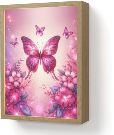 Nachtlampje 30x40 cm - Kinder lamp - Vlinder - Roze - Bloemen - Tafellamp kinderkamer draadloos - Slaapkamer lampje - Bedlamp kinderen - Kinderlampje - Wandlamp babykamer - Nachtlampjes